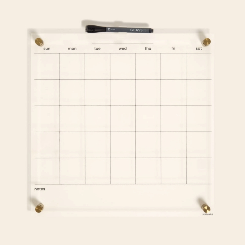 Acrylic clear monthly calendar dry erase
